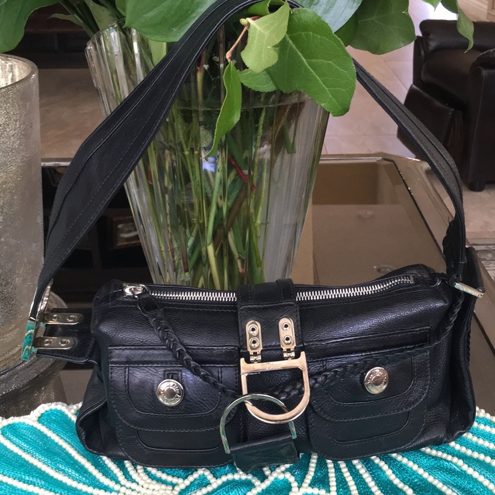Christian Dior black leather bag
